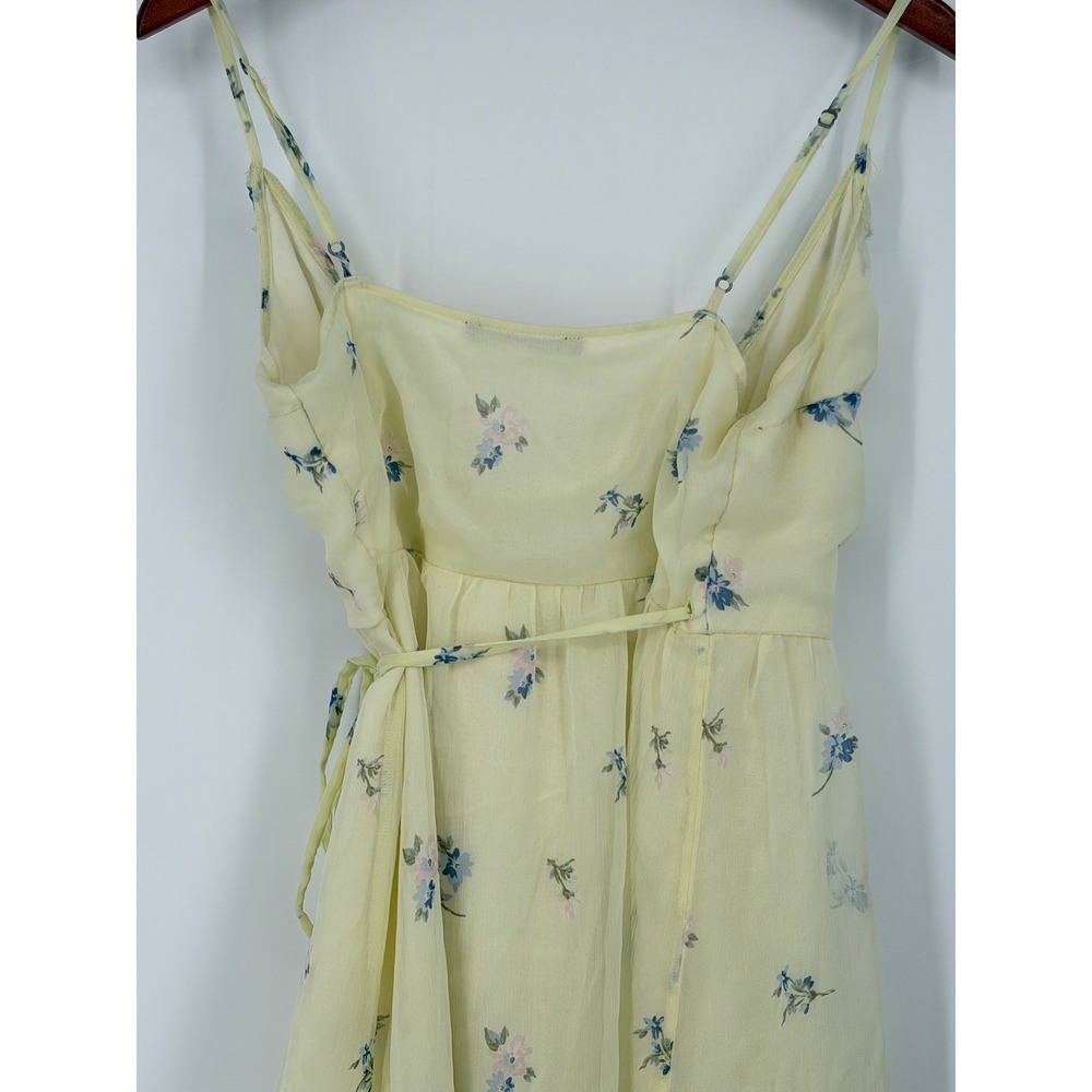 Abercrombie & Fit Womens Wrap Dress Y2K Small Butter Yellow Romantic Cottagecore - Picture 6 of 11